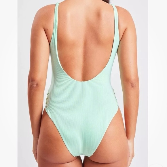 YMI • Aqua Lace-up Swimsuit - Picture 8 of 9